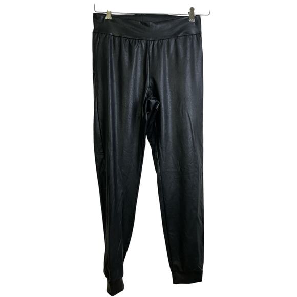 Commando Faux Leather Jogger Pants Small Black Womens Stretch Tapered - Picture 1 of 9